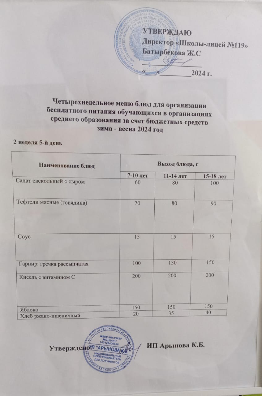Меню 2023-2024