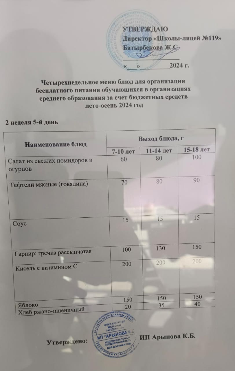 Меню 2024-2025